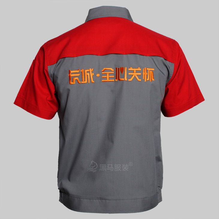 長(zhǎng)城汽車短袖工作服背面圖-全心關(guān)愛